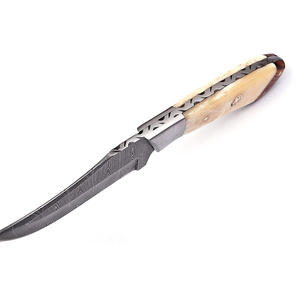 Cuchillo de Caza de Acero de Damasco Hecho a Mano de Primera Calidad con Funda de Cuero, Herramienta Utilitaria para Actividades al Aire Libre y Campamentos - Product Image 3