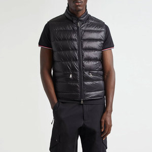 Gilet matelassé léger personnalisé pour homme, sans manches, chaud, isolé, pour l'extérieur, avec col montant et logo frontal - Product Image 1