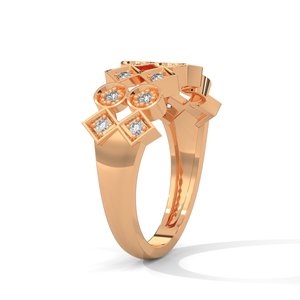 Rose Gold Diamond Band Ring Geometric Bridal Jewelry Oval and <b>Square</b> Stone Cluster Fine Ring - Product Image 2