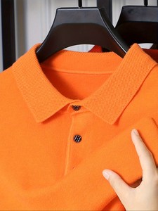 Suéter Polo para Hombre, Primavera/Otoño, Color Sólido, Cuello con Botones y Cierre de Media Abertura, Manga Larga, Estilo Casual de Negocios, Básico Diario - Product Image 3