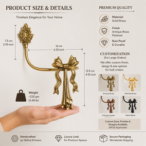 Vintage Brass Curtain Holdback <b>Bow</b> Design Decorative Curtain Tieback Wall Mounted Drapery <b>Holder</b> Luxury Home Hotel Hardware - Product Image 3