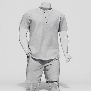2026 Wholesale Summer Men's Casual Shorts <b>Set</b> Plain Color Solid 100% Cotton Jersey Quick Dry Knitted Customized Logo <b>Twin</b> <b>Set</b> - Product Image 2