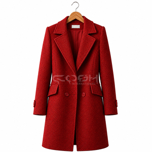 Cosh International Greek Apparel Custom Logo Delta Sigma Women <b>Red</b> <b>Wool</b> Blend Double Breasted Blazer With Notched Collar - Product Image 3