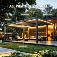 Pavillon extérieur moderne avec structure en acier thermolaqué blanc et toit plat rigide pour l'aménagement extérieur résidentiel