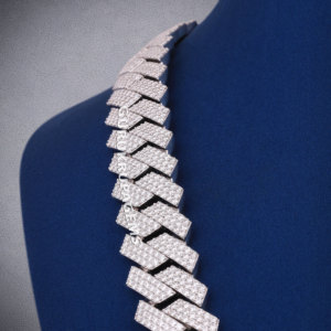 A <b>box</b> cut hip hop white tone 925 sterling <b>silver</b> heavy look cuban unisex <b>chain</b> D vvs moissanite diamonds tester pass custom one - Product Image 6