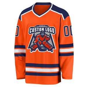 Custom Winter Tackle Twill Letter Font Sports Jerseys Navy Blue White Outline Orange Background Name Number Set Quick Dry - Product Image 6