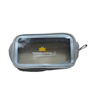 Vietnam Airlines PU Pouch Fashion Grey Color Best Choice <b>Print</b> Logo YKK Zipper Gift Bag Cheap Price Wholesale - Product Image 1