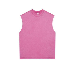 Camiseta sin mangas acanalada personalizada para hombre, corte holgado, para gimnasio, con borde sin rematar, estilo urbano, 100% algodón, de secado rápido y transpirable - Product Image 5