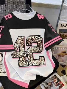 Maillot de sport oversize à col en V, haut streetwear d'été à manches courtes, coupe ample, faible MOQ, OEM ODM, vente en gros - Product Image 6