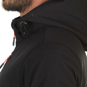 Veste softshell noire pour homme avec capuche, fermeture éclair, poches résistantes à l'eau, vêtements d'extérieur pour l'hiver, coupe classique - Product Image 6