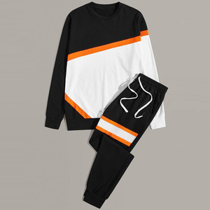 Logo personnalisé vêtements de sport mention mi épissé O cou Jogging impression décontracté hommes survêtements survêtements Orange noir quantité blanc - Product Image 2