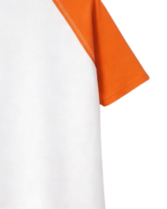 Women White Orange Raglan Sleeve Henley T Shirt Cotton Blend Short Sleeve Casual Summer <b>Top</b> Trendy Comfortable Lightweight Wear - Product Image 6