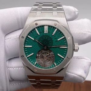 Reloj de Lujo con Caja de Acero Inoxidable, Movimiento de Cuarzo ETA, Esfera Verde Analógica, Cristal de Zafiro, Correa Plateada con Moissanita, Cierre Oculto - Product Image 5