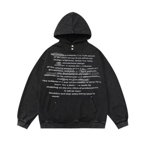 Sweat-shirt vintage surdimensionné à capuche avec fermeture éclair, logo brodé personnalisé, polyester/coton numérique anti-rides, haute qualité pour hommes - Product Image 1