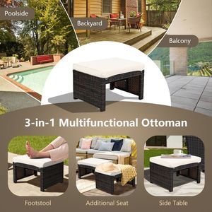 2 Ottomanes en rotin rembourrées et confortables pour canapés de jardin et décoration de terrasse - Product Image 5