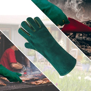 Gants de soudage en cuir de vachette renforcé avec protection du pouce et de la paume, résistants à l'abrasion, pour barbecue et four - Product Image 3