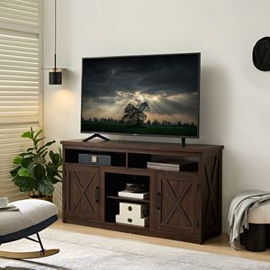 Mobile TV Moderno Stile Fattoria con Ante Scorrevoli, Consolle Intrattenimento con Spazio Aperto e Chiuso per TV fino a 65 Pollici - Product Image 4
