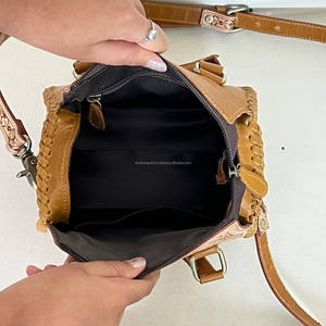 2026 Luxury <b>Tooled</b> <b>Leather</b> Cherry Mini Speedy Handbag with Adjustable Strap Women's Floral Carved Genuine Cow <b>Leather</b> Duffle Bag - Product Image 6