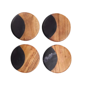 Sous-verre en bois massif pour tasses à thé et café, support uni en bois d'acacia naturel pour boissons - Product Image 5