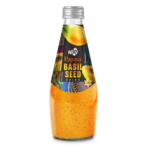Proveedor, Muestra Gratuita, Diseño Gratuito, OEM, Botella de 290 ml, Bebida de Semillas de Albahaca, Agua de Coco, Sabor a Papaya - Product Image 1