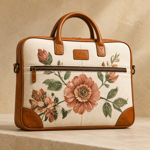 Floral Eco-Friendly Durable Jute Large Capacity <b>Laptop</b> <b>Backpack</b> Briefcase Convertible Business Bag Canvas Zipper Office College - Product Image 5