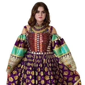Unique Dress Antique Afghani Vintage Kuchi Dress Banjara Hand Embroidery <b>Sequined</b> Lace Washable Afghani Kuchi Dress - Product Image 4