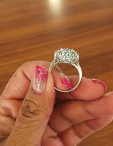 Bague romantique en argent 925 avec pierre précieuse ovale en aquamarine pour femme, style Art Déco, pour mariage, fête, cadeau pour elle - Product Image 5