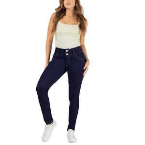 Tissu en denim bleu délavé brodé pour femmes, pantalon décontracté taille haute, coupe skinny droite, respirant, grandes tailles, de BD - Product Image 4