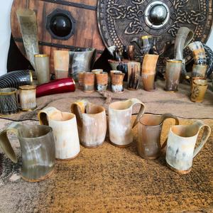 Nouvelles tasses à triple corne de Viking Odin, faites à la main, écologiques, couleur naturelle, style antique, pour le Nouvel An chinois, Noël, Faizacraft - Product Image 6