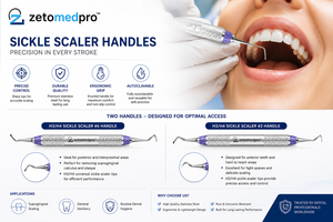Premium Dental H3/<b>H4</b> Sickle Scaler Stainless Steel Professional Periodontal Scaling Instrument OEM Zetomed Pro - Product Image 2