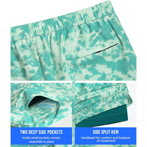 Shorts de Playa para Hombre Drain Sports, Estilo Tie Dye, Secado Rápido, Cintura con Cordón, Diseño Casual, Estampado Verde - Product Image 4