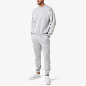 Conjunto Deportivo de Algodón Gris para Hombre, Cuello Redondo, Manga Larga, Color Sólido, Pantalones Casuales con Bolsillos Laterales, Cintura Elástica, Ropa de Otoño - Product Image 6