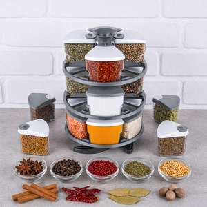 Organisateur d'épices de cuisine rotatif à 360° °   Étagère à épices avec 12 bocaux en verre, ensemble de rangement rotatif multifonctionnel pour assaisonnements - Product Image 1
