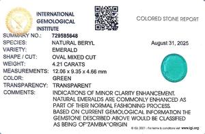 Émeraude ovale verte de 4,21 carats provenant de Zambie, pierre précieuse non montée - Product Image 6