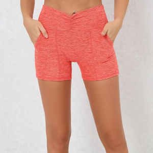Shorts de course pour femmes, taille haute, effet froncé aux fesses, compressifs, respirants, sans coutures, coupe ajustée, pièce unique, pour la danse, vente en gros personnalisée - Product Image 2
