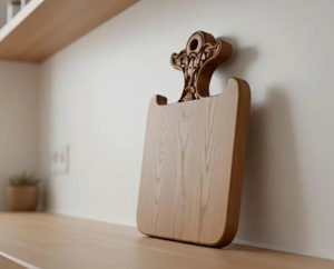 Tabla de cortar de madera de acacia refinada con asa tallada, construcción gruesa y lisa, duradera, apta para alimentos, bandeja de servir para cocina - Product Image 4
