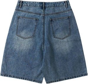 <b>Men's</b> High Waist Denim Shorts Straight Leg Light Wash Cotton Streetwear Knitted Casual Summer Wear with Pockets - Product Image 6