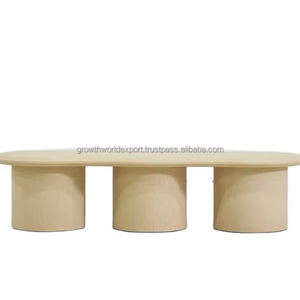 Handmade <b>Wooden</b> Center Table with Round Base Contemporary Furniture Scandinavian Style <b>Solid</b> Wood Side Table Irregular Shape - Product Image 1