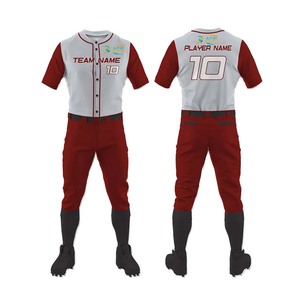 Reasonable Price Breathable V-Neck Button Down Shirts & Pants Sets Breathable Piping Design Team Name Print <b>Baseball</b> Uniforms - Product Image 1