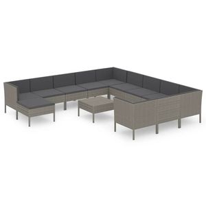 Set Lounge da Giardino in Rattan PE Grigio con Struttura in Acciaio Verniciato a Polvere e Materiale in Poliestere Resistente - Product Image 2