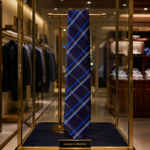 Corbata de seda 100% a cuadros morados para hombre |   Elegante Diseño Clásico para Bodas, Eventos Formales y Negocios, Ecológico, Tamaño Personalizado, Regalo - Product Image 3