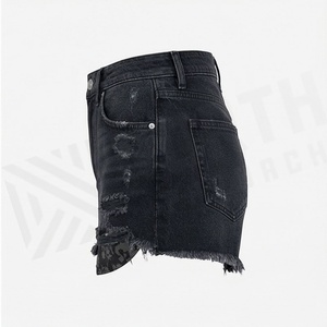 Shorts décontractés en denim de coton de haute qualité, lavés aux enzymes, pour femmes, grandes tailles, respirants, mode estivale _1 - Product Image 3