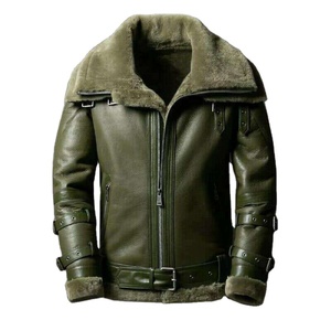 Premium Quality Breathable Winter Warm Custom <b>Men</b> Genuine <b>Shearling</b> Leather Coat Double Breasted Fur Lined <b>Jacket</b> - Product Image 1