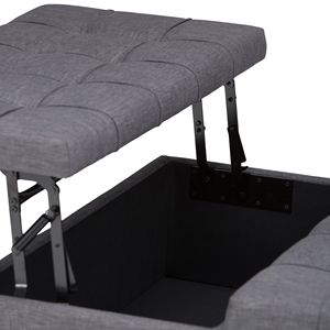 Harrison Slate Grey Coffee Table <b>Storage</b> Ottoman Stylish <b>Stools</b> & Ottomans - Product Image 2