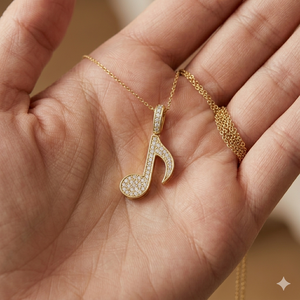 SHRAMAN DIAMOND Collier Pendentif Minimaliste en Or 10K avec Diamant de Laboratoire, Note Musicale Tendance, Charmes Unisexe pour Amateurs de Musique - Product Image 3