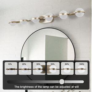 Lampada da Bagno a LED Minimalista Dorata da 43 Pollici, 6 Luci, Montaggio a Parete, Decorativa con Paralumi in Acrilico Effetto Sabbia Cristallina - Product Image 6