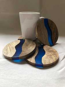 Luxury Handmade Acacia Wood & Epoxy Resin <b>Coaster</b> Set Premium Artisan <b>Drink</b> <b>Coasters</b> for Coffee, Tea, Wine, Whiskey - Product Image 5