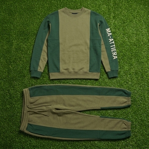 ชุดเซ็ตเสื้อสเวตเชิ้ตคอกลมสีเขียวบล็อกสีสำหรับผู้ชาย กางเกงขายาวเข้าชุดลำลองสไตล์สตรีทแวร์ ชุดสองชิ้น ชุดออกกำลังกาย เสื้อผ้าสั่งทำพิเศษ - Product Image 5