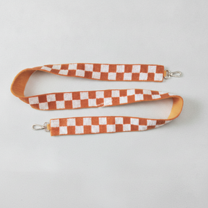 Sangle de sac à main brodée à carreaux orange et blancs, détachable, avec perles, ceinture d'épaule, clip doré, fabricant OEM ODM, vente en gros - Product Image 1