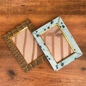 Best Quality Multifunctional Custom Genuine Cowhide Leather Photo <b>Frame</b> with Blue Hair on <b>Wall</b> Decoration Leather Photo <b>Frame</b> - Product Image 4